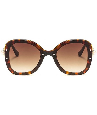 Square Fashion Vintage 2019 Brand Designer Oversized Women Square Gradient Sun glasses UV400 - Leopard - C618MDU4D5I $21.84