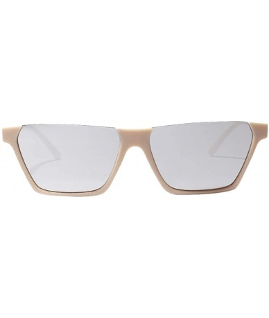 Rimless Semi Rimless Sunglasses Vintage Square Clear Sunglasses for Women Men Hip Hop Sunglasses - Beige - C118UZQ56A0 $17.45