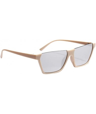 Rimless Semi Rimless Sunglasses Vintage Square Clear Sunglasses for Women Men Hip Hop Sunglasses - Beige - C118UZQ56A0 $17.45