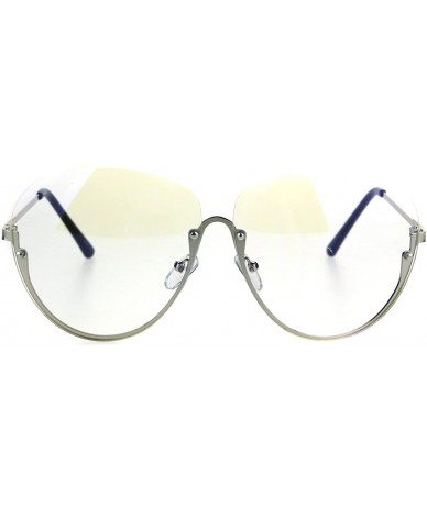 Semi-rimless Womens Upside Down Half Rim Granny Oversize Clear Lens Eye Glasses - Silver - CK183OHD2KW $24.03