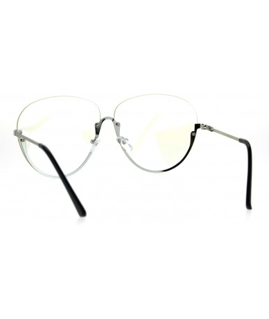 Semi-rimless Womens Upside Down Half Rim Granny Oversize Clear Lens Eye Glasses - Silver - CK183OHD2KW $24.03