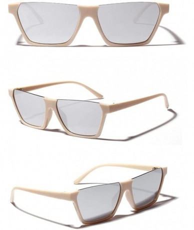 Rimless Semi Rimless Sunglasses Vintage Square Clear Sunglasses for Women Men Hip Hop Sunglasses - Beige - C118UZQ56A0 $17.45