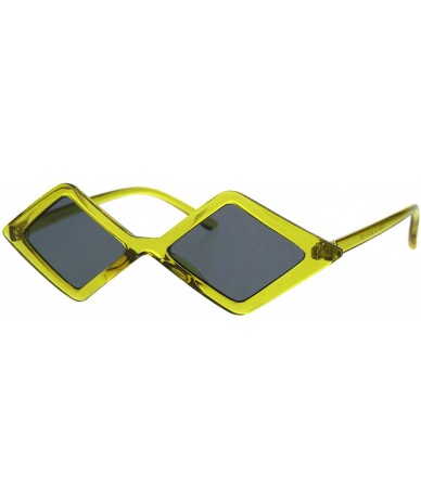 Square Pimpy Diamond Shape Hippie Plastic Sunglasses - Olive Yellow Black - CK18HD0I9HK $24.34