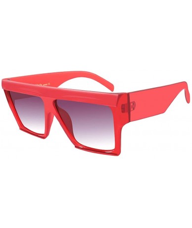 Sport Oversized Flat Top Sunglasses for Women Men Square Designer Fashion Shades - Red Frame + Grey Gradient Lens - C818K3H6I...