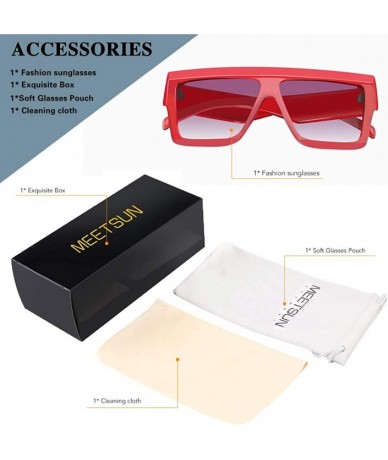 Sport Oversized Flat Top Sunglasses for Women Men Square Designer Fashion Shades - Red Frame + Grey Gradient Lens - C818K3H6I...