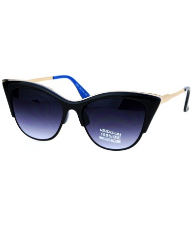 Cat Eye Gothic Womens Half Rim Look Cat Eye Sunglasses - Blue Smoke - CI12MZB4FQL $24.39