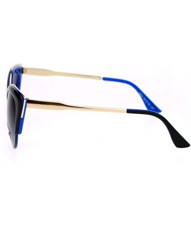 Cat Eye Gothic Womens Half Rim Look Cat Eye Sunglasses - Blue Smoke - CI12MZB4FQL $24.39