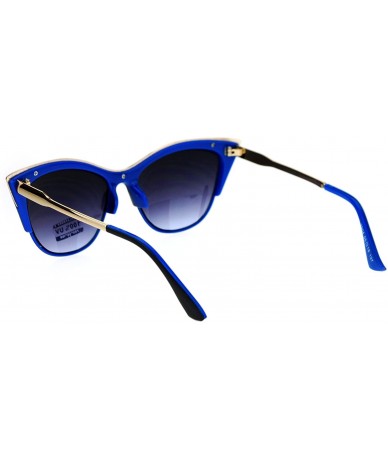 Cat Eye Gothic Womens Half Rim Look Cat Eye Sunglasses - Blue Smoke - CI12MZB4FQL $24.39