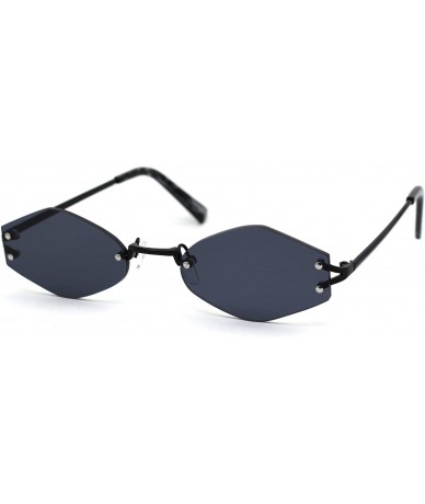 Rimless Retro Vintage Designer Rimless Diamond Shape Sunglasses - Black Smoke - C81950QSC8N $25.02