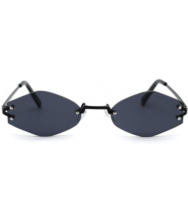 Rimless Retro Vintage Designer Rimless Diamond Shape Sunglasses - Black Smoke - C81950QSC8N $25.02