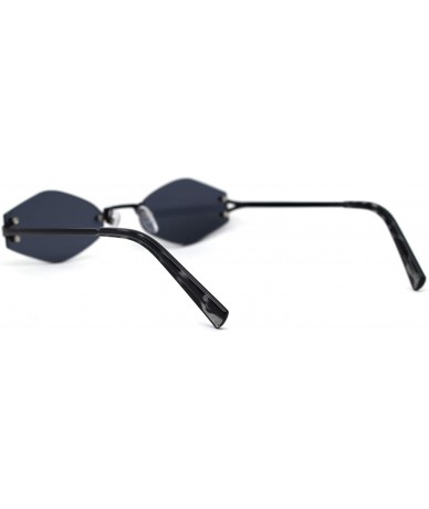 Rimless Retro Vintage Designer Rimless Diamond Shape Sunglasses - Black Smoke - C81950QSC8N $25.02