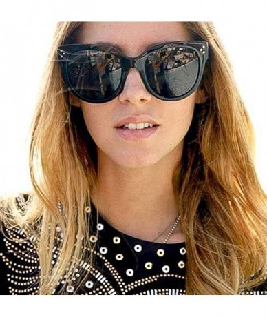 Oversized Womens Large Oversized Fashion Horn Rimmed Audrey Sunglasses - Black - CJ126KVO19P $23.54