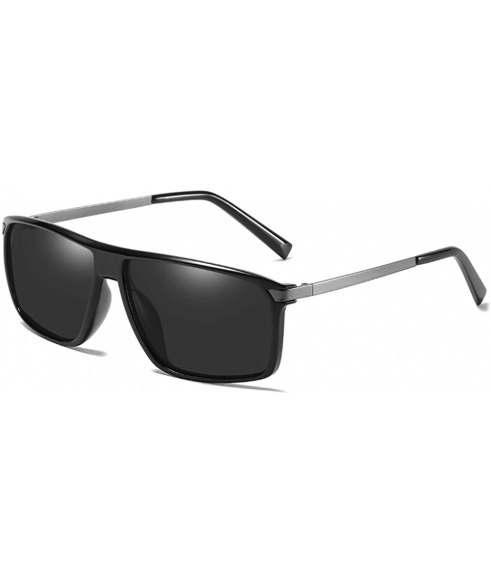 Square Sunglasses Polarized Antiglare Anti ultraviolet Travelling - Gun Frame Black Lens - CW18WQY2LHU $44.81