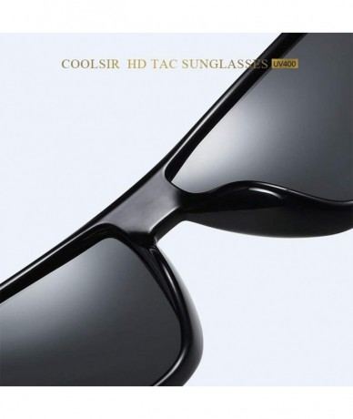 Square Sunglasses Polarized Antiglare Anti ultraviolet Travelling - Gun Frame Black Lens - CW18WQY2LHU $44.81