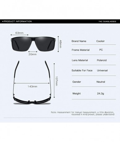 Square Sunglasses Polarized Antiglare Anti ultraviolet Travelling - Gun Frame Black Lens - CW18WQY2LHU $44.81