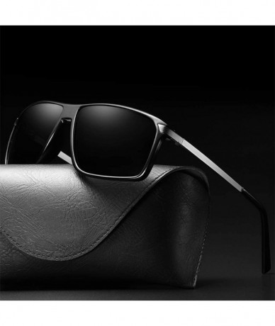 Square Sunglasses Polarized Antiglare Anti ultraviolet Travelling - Gun Frame Black Lens - CW18WQY2LHU $44.81