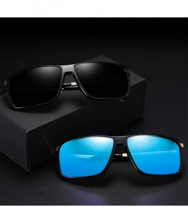 Square Sunglasses Polarized Antiglare Anti ultraviolet Travelling - Gun Frame Black Lens - CW18WQY2LHU $44.81