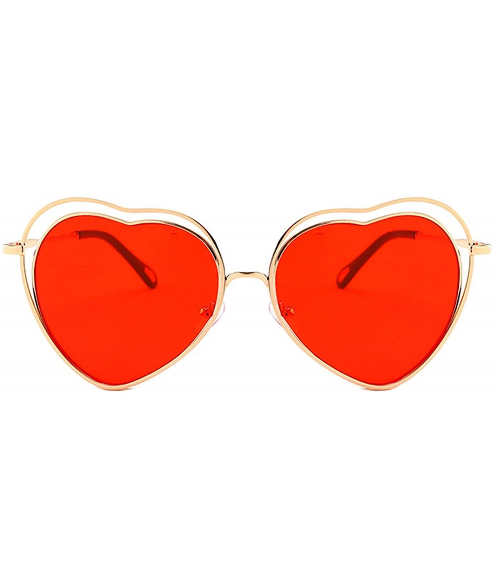 Oversized Vintage style Heart Sunglasses for Men or Women metal PC UV400 Sunglasses - Red - CM18SAT99CR $37.63