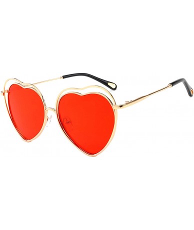 Oversized Vintage style Heart Sunglasses for Men or Women metal PC UV400 Sunglasses - Red - CM18SAT99CR $37.63