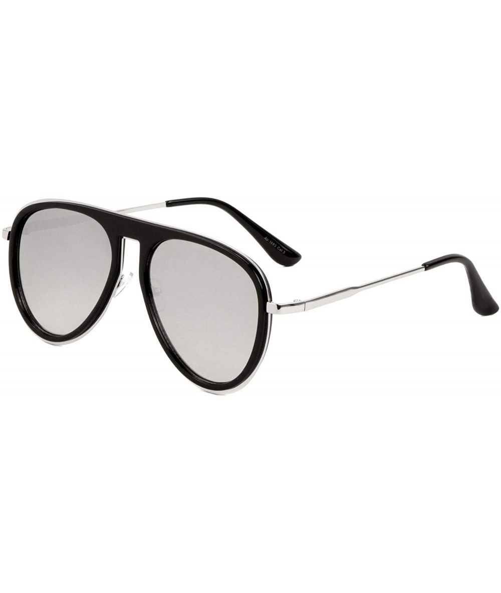 Square Square Bridgeless Modern Rounded Aviator Sunglasses - Grey Silver - CL190ESD68U $26.06