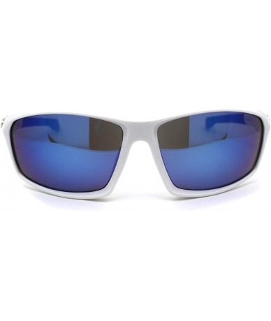 Sport Xloop American Patriotic Print Warp Around Sport Sunglasses - White Blue Blue Mirror - CR1966KM6TU $24.38