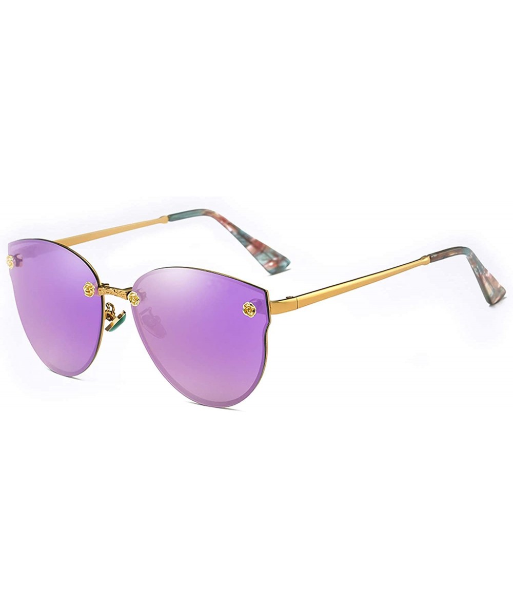 Rimless Fashion polarized Sunglasses for Women Mirrored Cat Eye Sunglasses with Rimless Design A382 - Purple - C818K597WE5 $3...