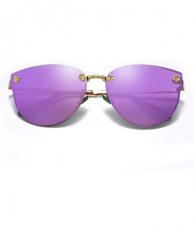 Rimless Fashion polarized Sunglasses for Women Mirrored Cat Eye Sunglasses with Rimless Design A382 - Purple - C818K597WE5 $3...