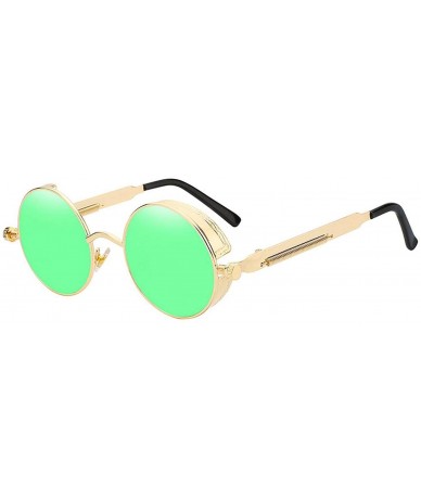 Square Round Metal Sunglasses Steampunk Men Women Fashion Glasses Brand Designer Retro Vintage UV400 - Gold W Green Mir - CN1...