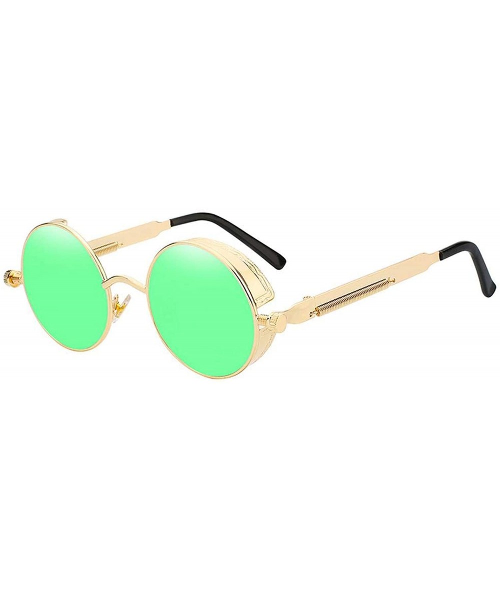 Square Round Metal Sunglasses Steampunk Men Women Fashion Glasses Brand Designer Retro Vintage UV400 - Gold W Green Mir - CN1...