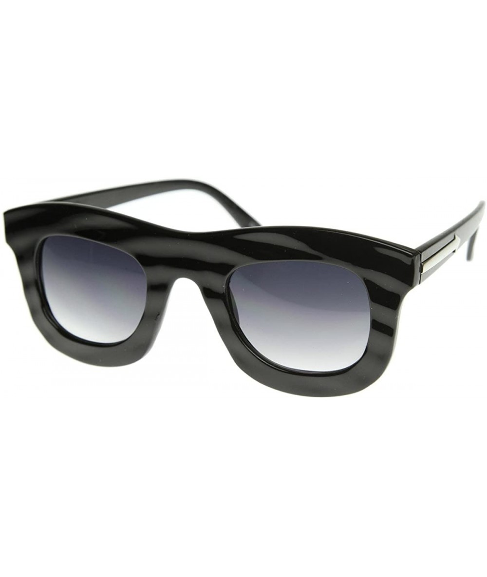 Sport Stylish Unique Runway Fashion Bold Thick Frame Sunglasses (Shiny Black) - CI1191BUOUH $20.91