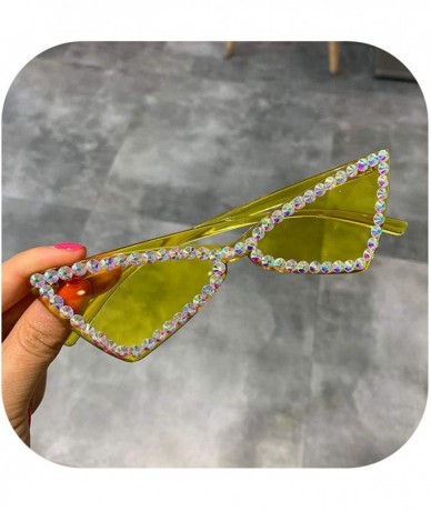 Cat Eye Sexy Cat Eye Sunglasses Women RimlVintage Rhinestone Sun Glasses Candy Color Eyewear Triangle Shades UV400 - CC197A3I...