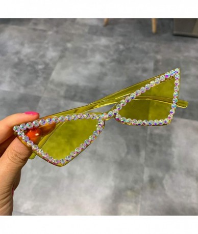 Cat Eye Sexy Cat Eye Sunglasses Women RimlVintage Rhinestone Sun Glasses Candy Color Eyewear Triangle Shades UV400 - CC197A3I...