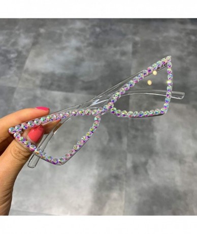 Cat Eye Sexy Cat Eye Sunglasses Women RimlVintage Rhinestone Sun Glasses Candy Color Eyewear Triangle Shades UV400 - CC197A3I...