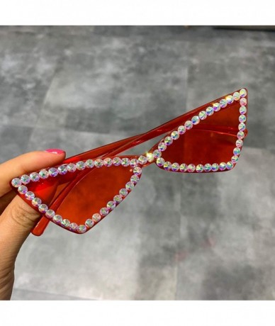 Cat Eye Sexy Cat Eye Sunglasses Women RimlVintage Rhinestone Sun Glasses Candy Color Eyewear Triangle Shades UV400 - CC197A3I...