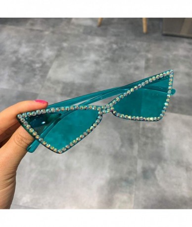 Cat Eye Sexy Cat Eye Sunglasses Women RimlVintage Rhinestone Sun Glasses Candy Color Eyewear Triangle Shades UV400 - CC197A3I...