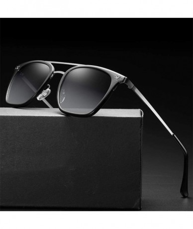 Square Sunglasses Polarized Blocking Fishing Climbing - Silver Frame Grey Lens - CC18WS2ZAX0 $46.41