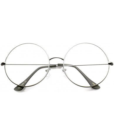 Round XL Round Oversized Eyeglasses/Clear Flat Lens Sunglasses - Silver Frame - CD185S5K924 $18.67