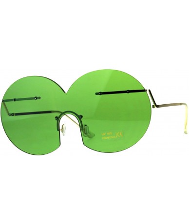 Rimless Funky Fun Sunglasses Oversized Shield Round Rimless Unique Fashion Shades - Gold (Green) - CG18CR0XOWQ $23.90