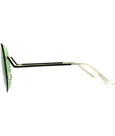 Rimless Funky Fun Sunglasses Oversized Shield Round Rimless Unique Fashion Shades - Gold (Green) - CG18CR0XOWQ $23.90