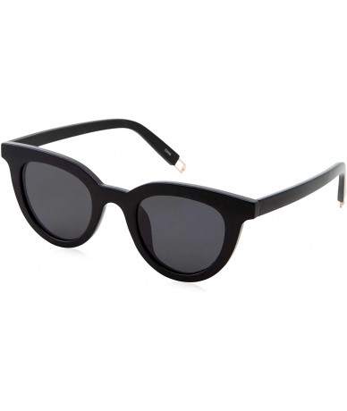 Round Vintage Inspired Horned Rim Plastic Frame Round Sunglasses - Black - CT18M0N5DKR $24.14