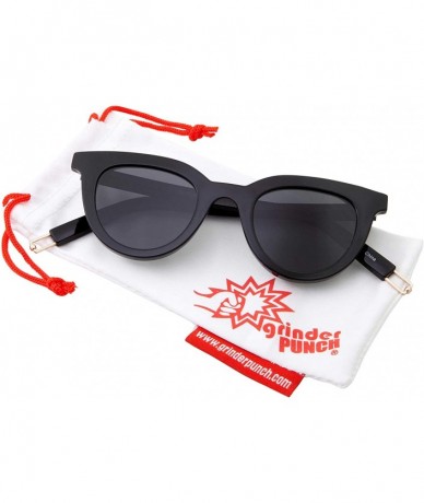 Round Vintage Inspired Horned Rim Plastic Frame Round Sunglasses - Black - CT18M0N5DKR $24.14