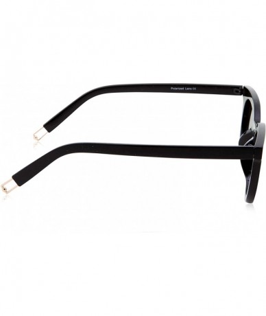 Round Vintage Inspired Horned Rim Plastic Frame Round Sunglasses - Black - CT18M0N5DKR $24.14