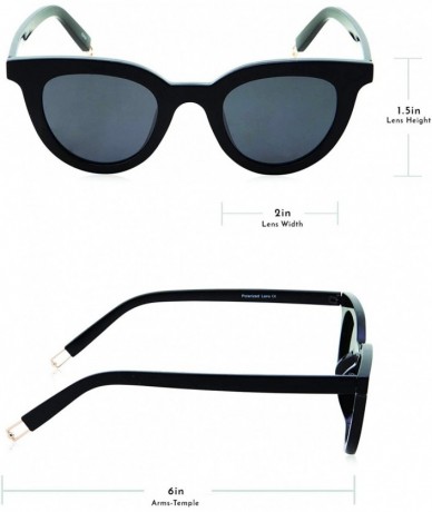 Round Vintage Inspired Horned Rim Plastic Frame Round Sunglasses - Black - CT18M0N5DKR $24.14