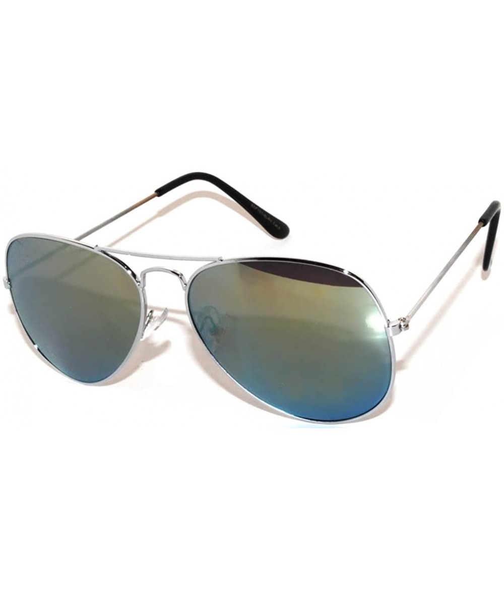 Aviator Aviator Style Sunglasses Colored Lens Metal Frame UV 400 Men Women - Silver Frame Gold Mirrored Lens - CX11T6BPLQ9 $1...