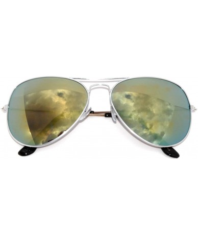 Aviator Aviator Style Sunglasses Colored Lens Metal Frame UV 400 Men Women - Silver Frame Gold Mirrored Lens - CX11T6BPLQ9 $1...