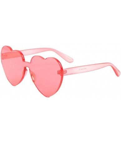 Rimless Thick Bold Rimless Lolita Heart Shield Mono Sunglasses - Red Transparent Frame - CA18ELT829N $20.35