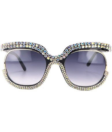 Round Round Sunglasses For Women Oversized Gradient Cute Rhinestone Bling Eyeglasses - CQ196M228KA $26.12