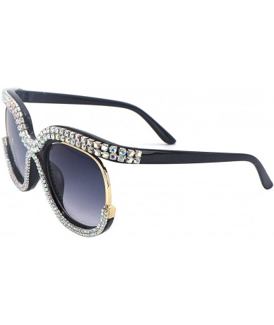 Round Round Sunglasses For Women Oversized Gradient Cute Rhinestone Bling Eyeglasses - CQ196M228KA $26.12