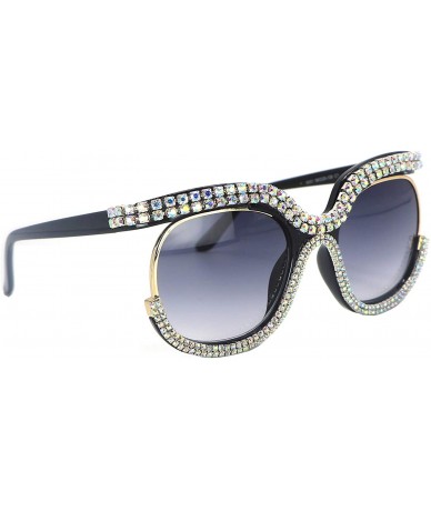 Round Round Sunglasses For Women Oversized Gradient Cute Rhinestone Bling Eyeglasses - CQ196M228KA $26.12