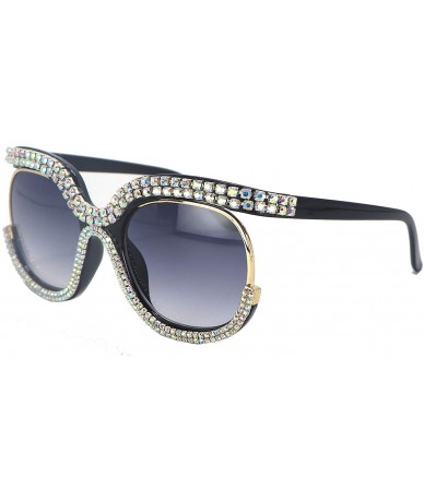 Round Round Sunglasses For Women Oversized Gradient Cute Rhinestone Bling Eyeglasses - CQ196M228KA $26.12